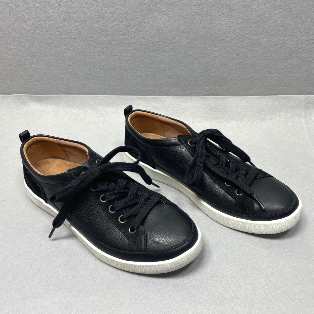 Vionic Winny Leather Sneakers Black Suede Low Top Lace Up Shoes Womens 7.5